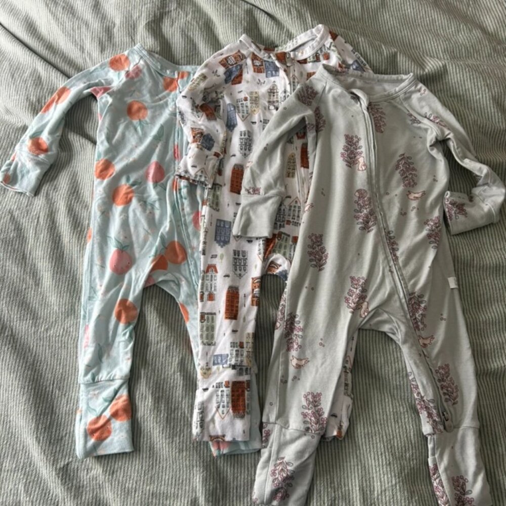 🌸🏡🍑 Lot of 3 Loulou Lollipop Bamboo Sleepers – 3–6 Months 🍑🏡🌸